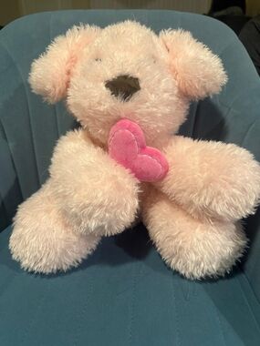 Animal Adventure Pink Puppy Dog  Heart in mouth Plush Stuffed